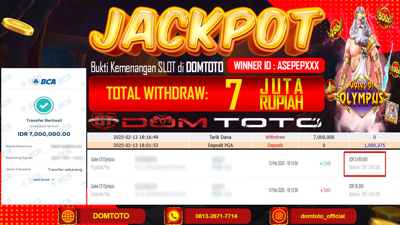 JACKPOT SLOT GATE OF OLYMPUS 13 FEBRUARI 2025
